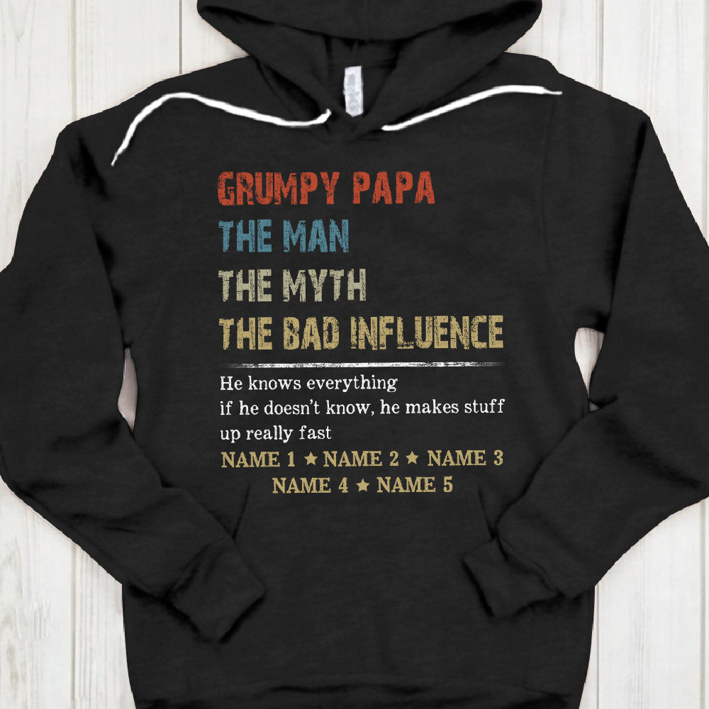 Custom Shirt Gift For Papa, Grandpa, Poppop, Grandpa Knows Everything, Nickname And Grandkid's Names Can Be Changed