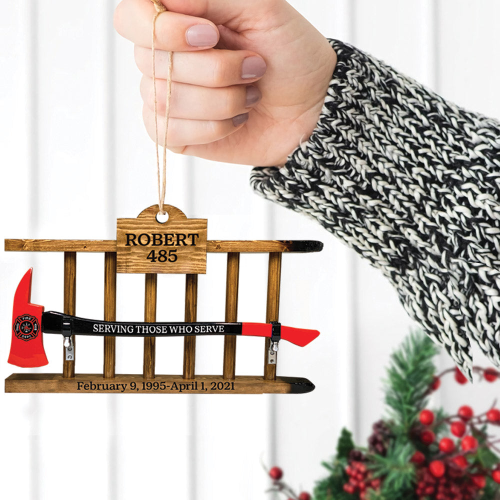 Firefighter Retirement Axe And Ladder Gift, Custom Cut Shaped Acrylic Ornament Two Sides Print, Made By Acrylic And The 2 Sides Are The Same