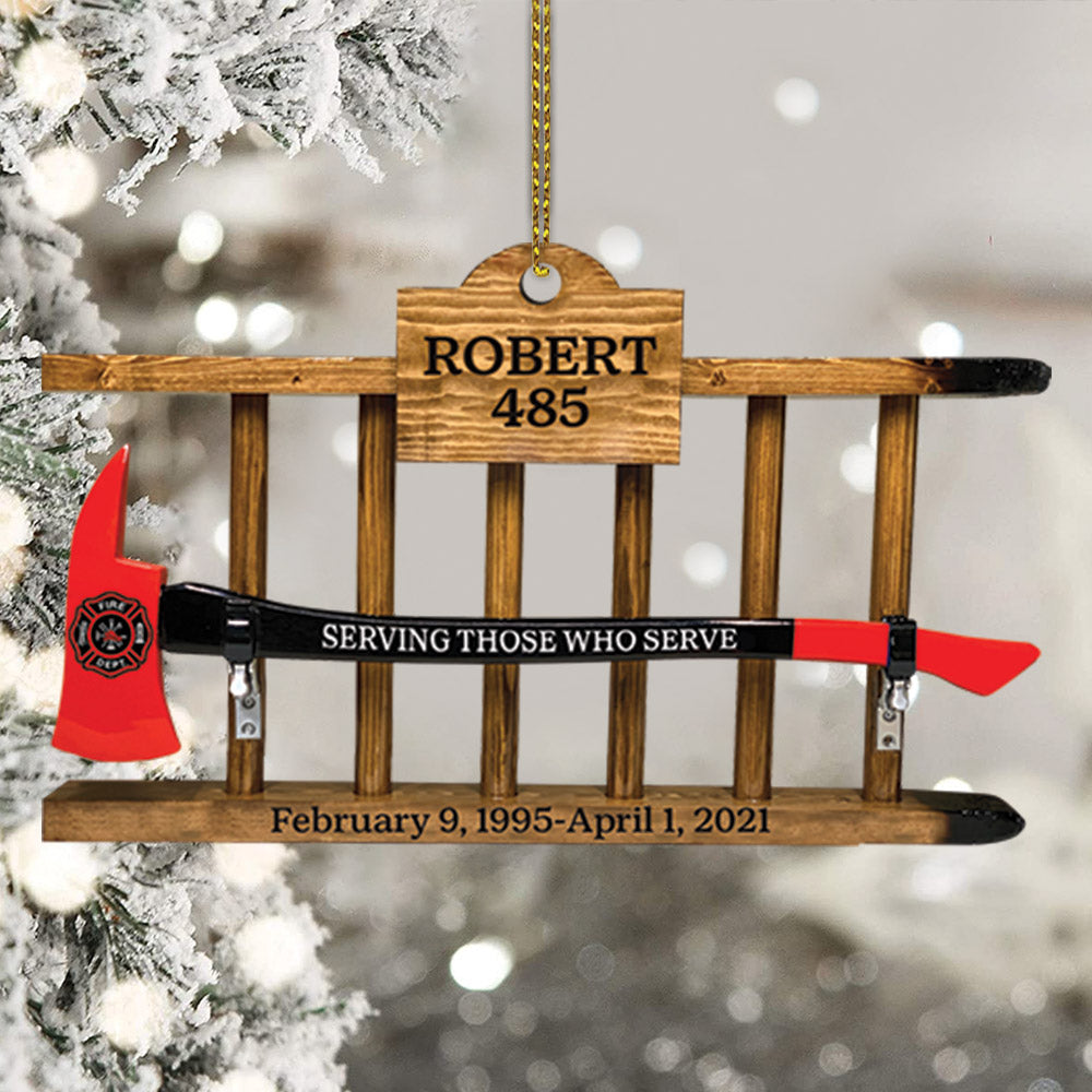 Firefighter Retirement Axe And Ladder Gift, Custom Cut Shaped Acrylic Ornament Two Sides Print, Made By Acrylic And The 2 Sides Are The Same