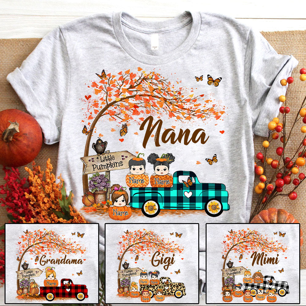 Mimi's Little Pumpkins Autumn Truck Personalized Shirt For Grandma