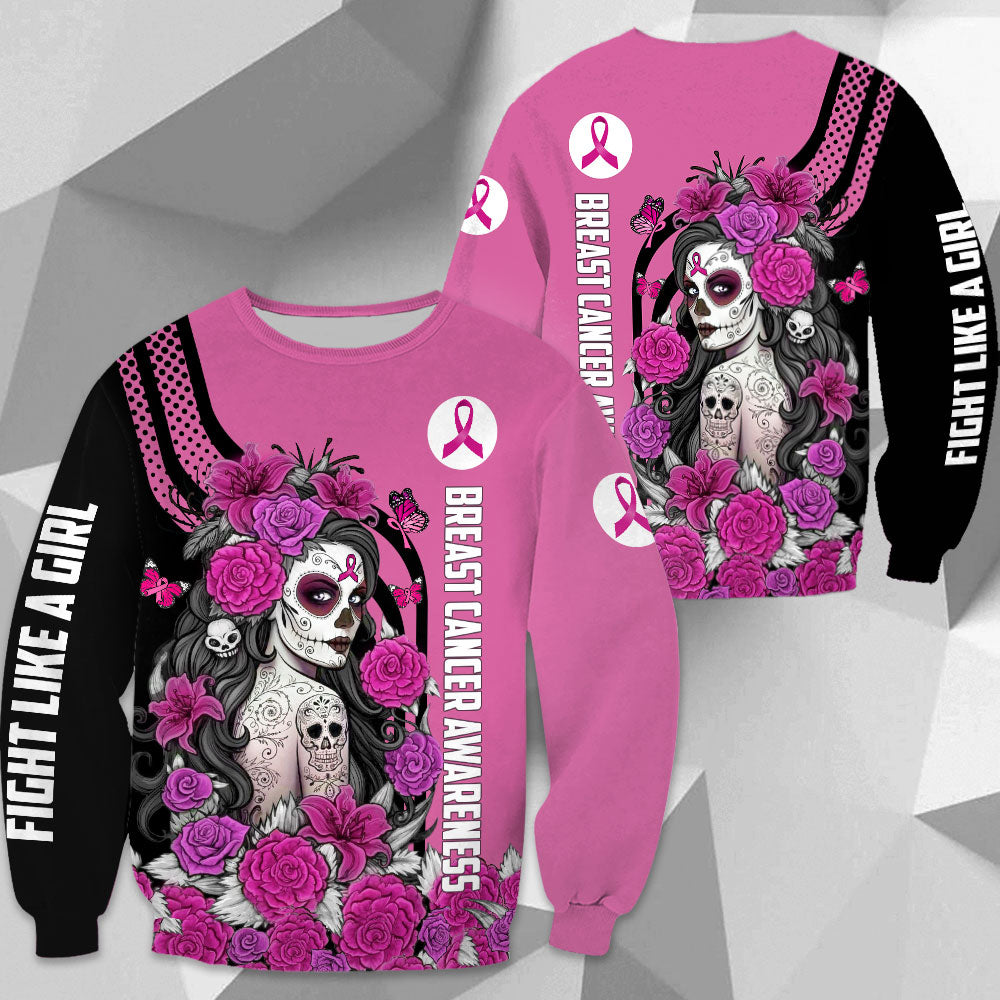 Sugar Skull Artwork, All Over Print Shirts For Helping Raise Awareness Of Breast Cancer