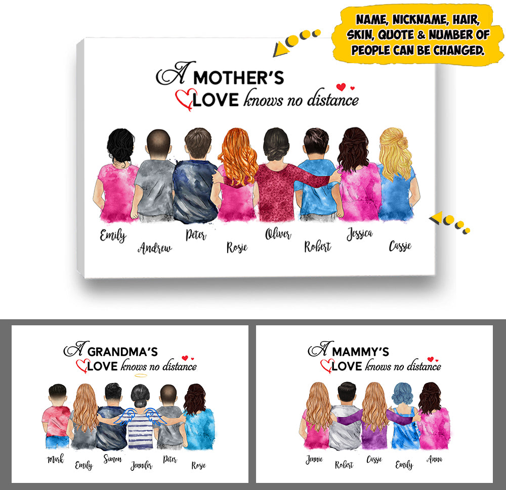 Custom Grandma's Hug, Mother's Hug Mom/Daughters/Sons, Sisters/Brothers Poster Canvas, A Grandma's Love Knows No Distance Poster Canvas, Perfect Gift For Mother's Day