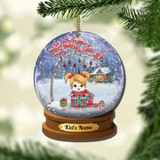 Kid Snow Globe 2 Side Shaped Acrylic Ornament For Kids From Family Member HN98 TRHN, Made By Acrylic And The 2 Sides Are The Same