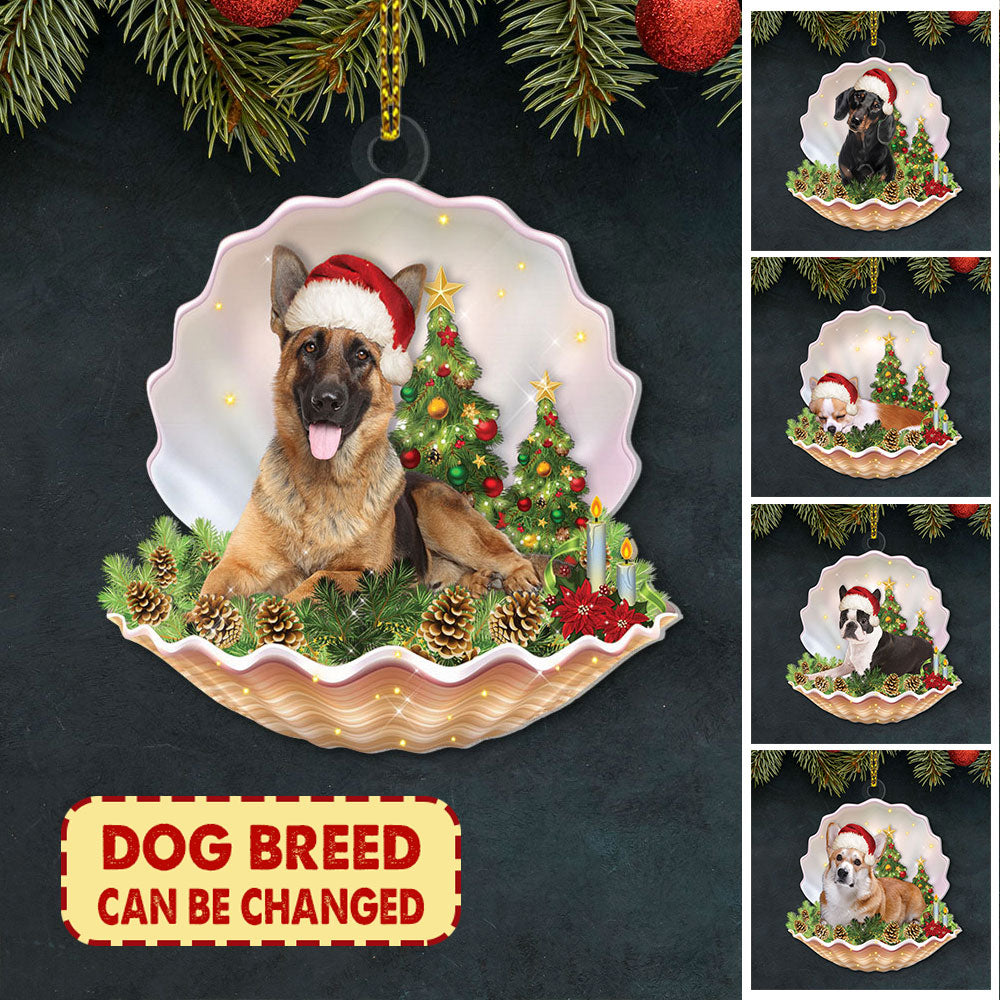 German Shepherd Pearl in Christmas Two Sided Ornament