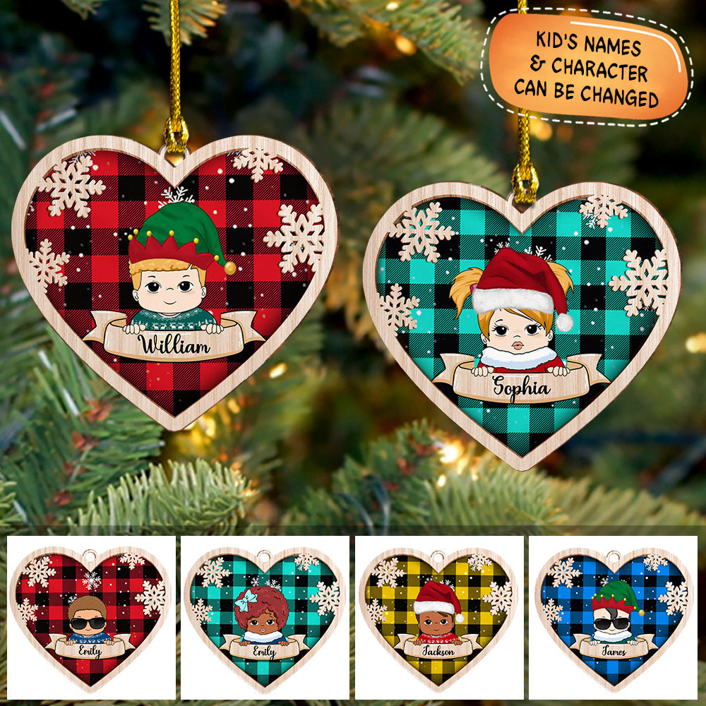Personalized Christmas Kid Wood Ornament, Made By Wood And One Side Print