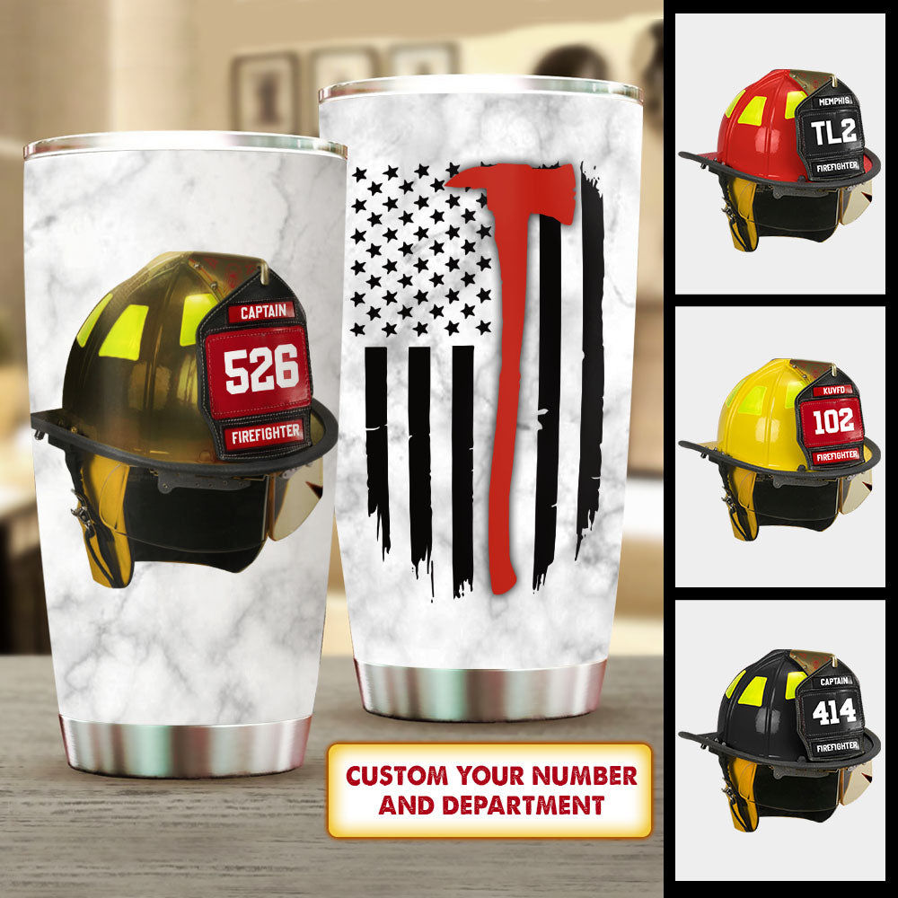 Firefighter's Helmet, Personalized Tumbler, Custom Helmet And Number