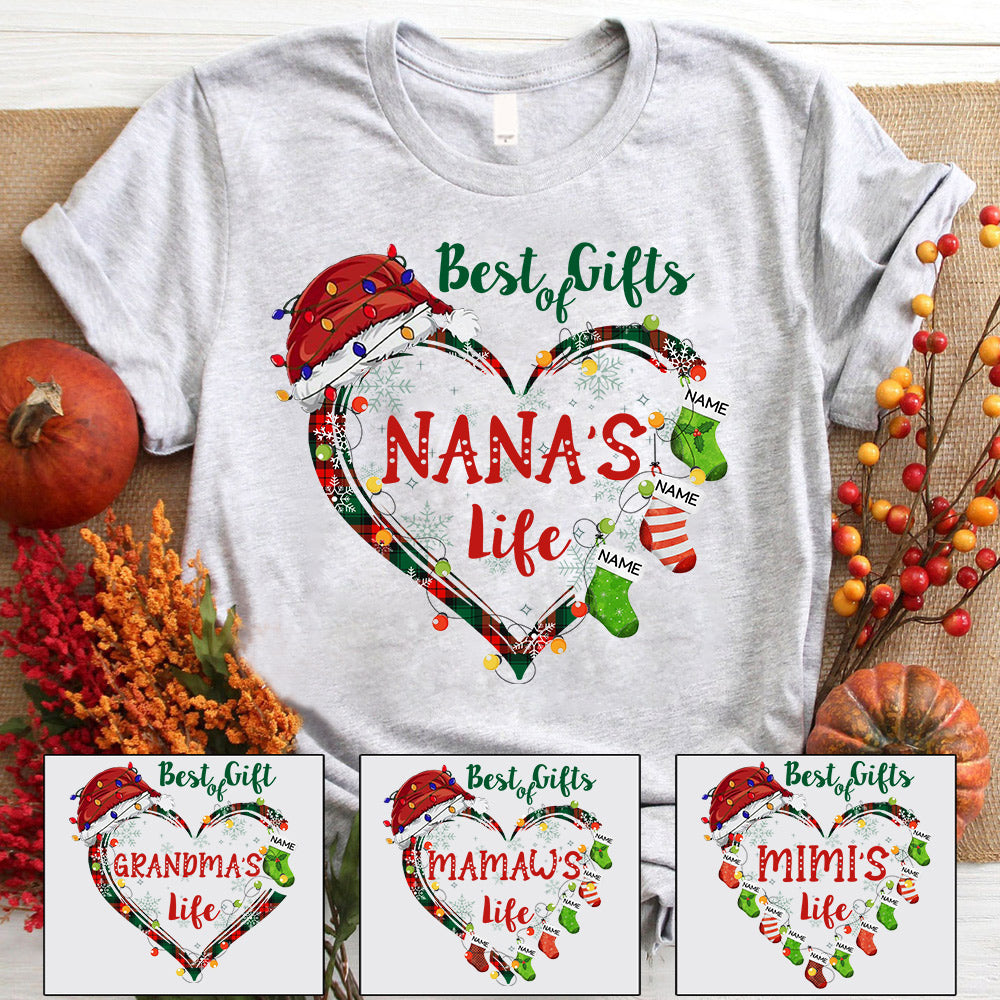 Best Gifts Of Nana's Life Heart Christmas Personalized Shirt For Grandma