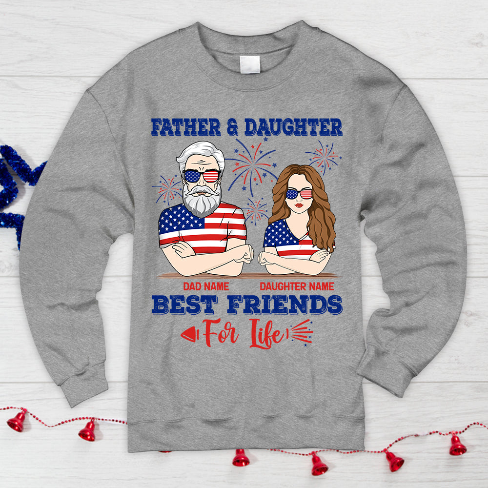 Father & Daughter Best Friends For Life, Funny Personalized T-Shirt For Dad And Daughter, Nickname, Name And Character Can Be Changed