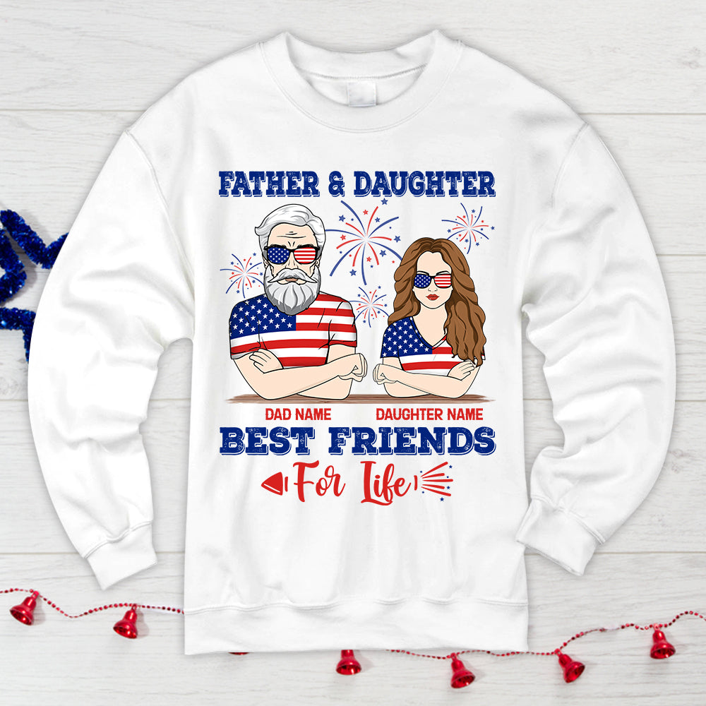 Father & Daughter Best Friends For Life, Funny Personalized T-Shirt For Dad And Daughter, Nickname, Name And Character Can Be Changed