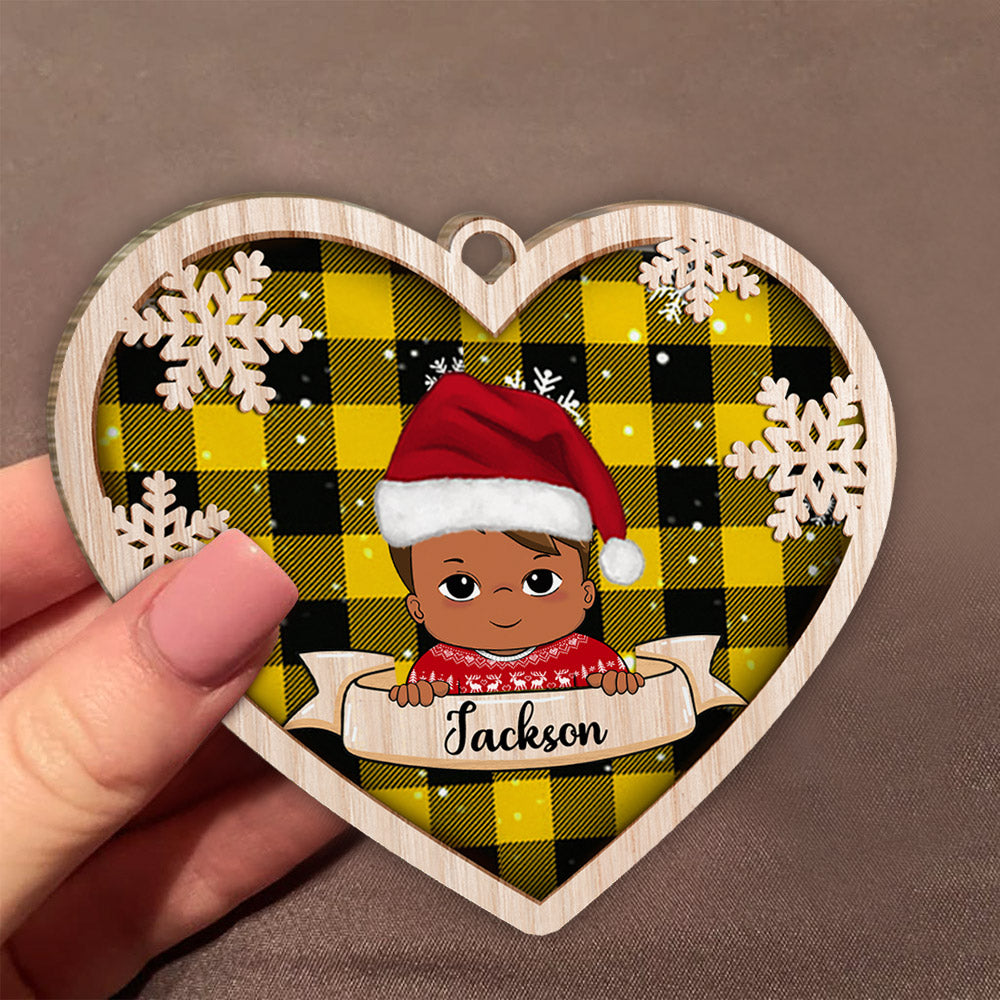 Personalized Christmas Kid Wood Ornament, Made By Wood And One Side Print