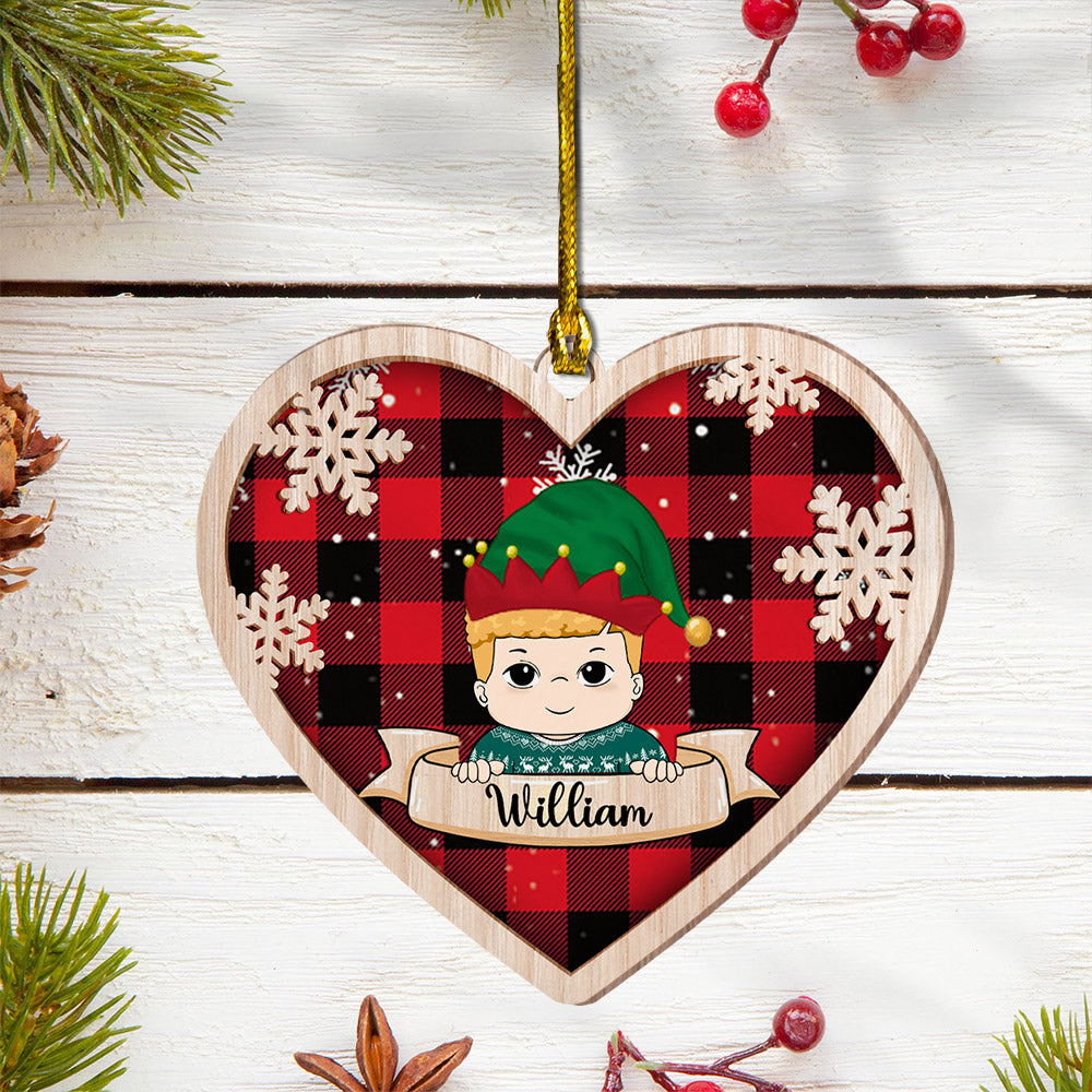 Personalized Christmas Kid Wood Ornament, Made By Wood And One Side Print