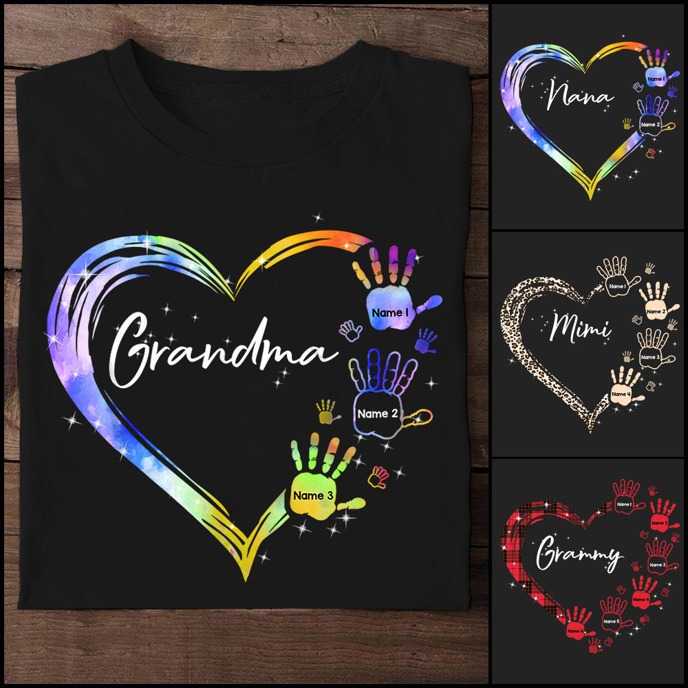 Grandma Heart And Grandkids Hands Personalized Shirts, Nickname And Names Can Be Changed