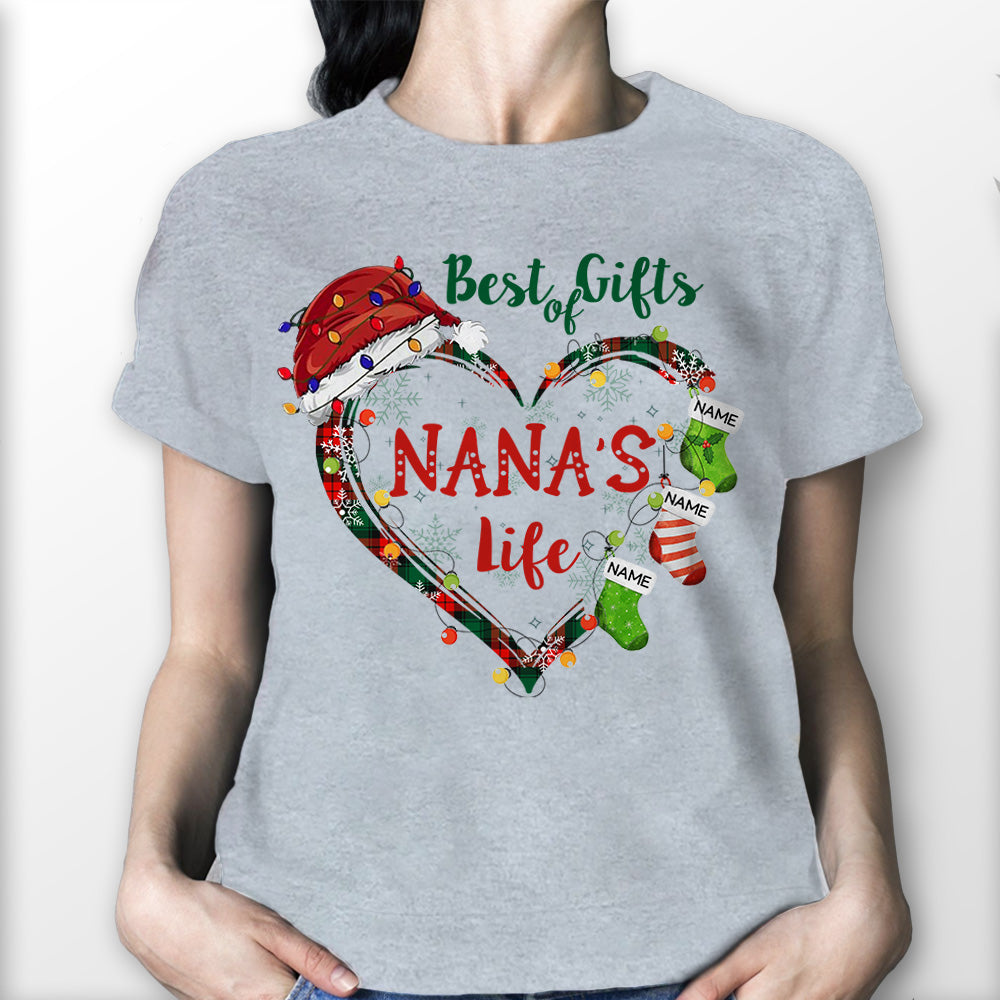 Best Gifts Of Nana's Life Heart Christmas Personalized Shirt For Grandma
