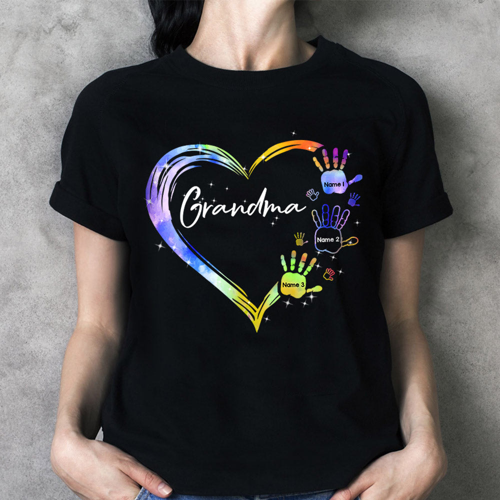 Grandma Heart And Grandkids Hands Personalized Shirts, Nickname And Names Can Be Changed