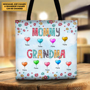 First Mom Now Grandma Colorful Balloons Personalized Tote Bag For Grandma