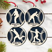 Personalized Baseball 2 Layer Ornament, Baseball Player Gift Custom Baseball 2 Layer Wood Ornament Sport Ornament