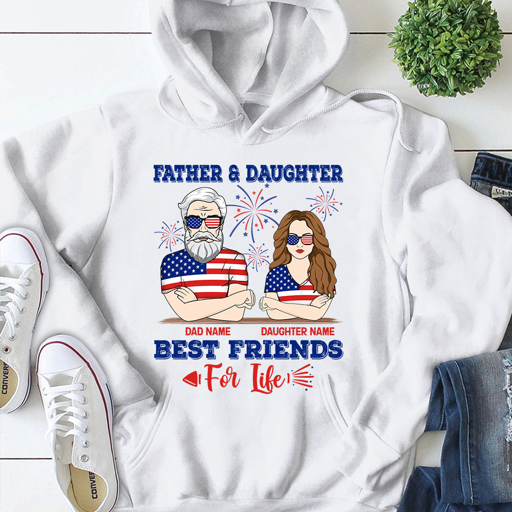 Father & Daughter Best Friends For Life, Funny Personalized T-Shirt For Dad And Daughter, Nickname, Name And Character Can Be Changed