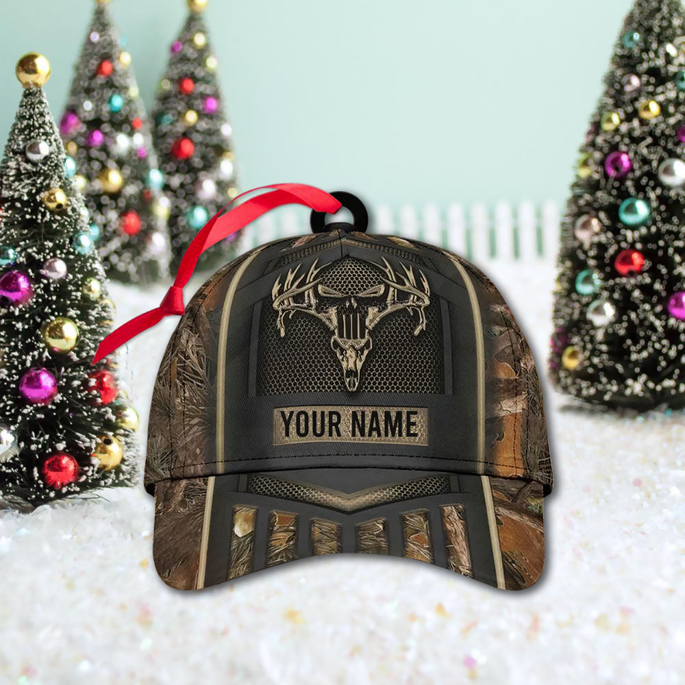 Customized Name Classic Cap Ornament, Hunting Personalized Acrylic Ornament, Name & Camo Patterns can be changed