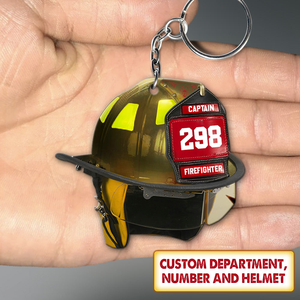 Firefighter's Helmet, Personalized Flat Acrylic Keychain