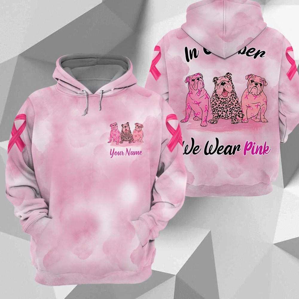 Bulldog Vr2 In October We Wear Pink, Breast Cancer Awareness Personalized All Over Print Shirt
