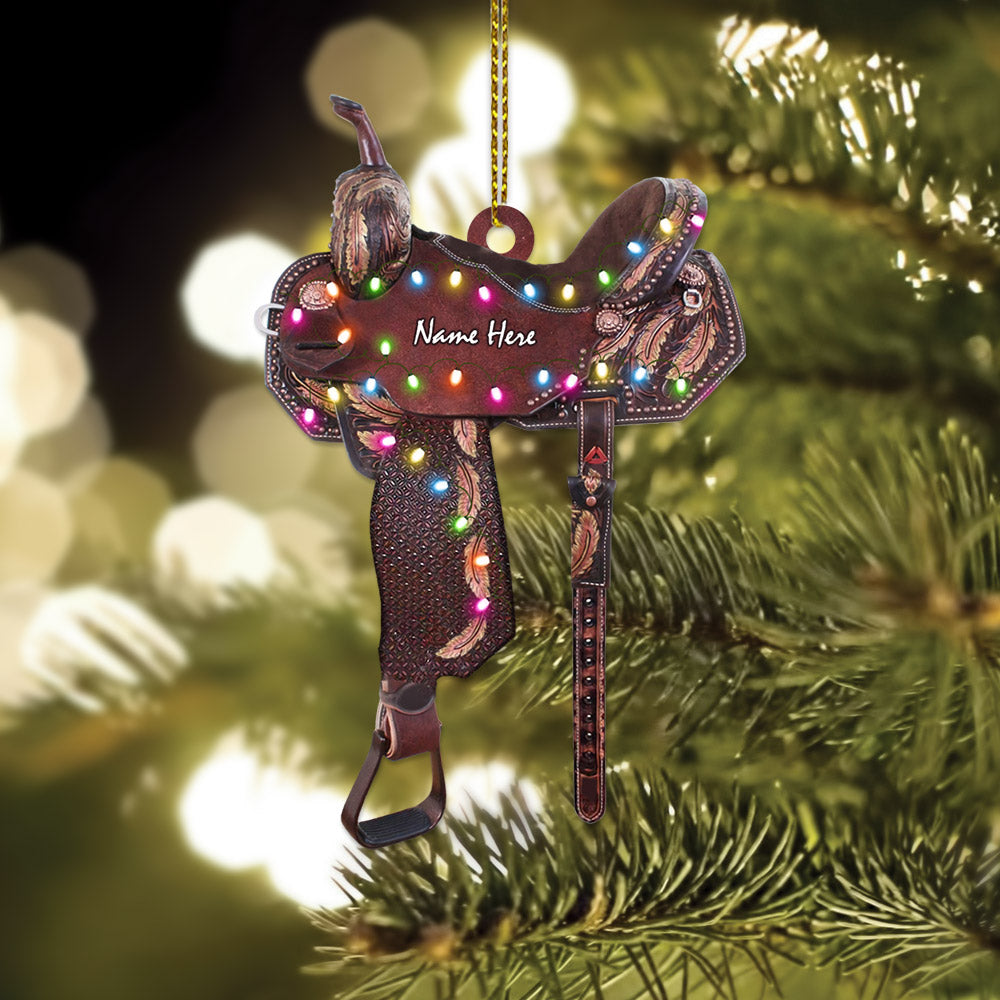 Horse Saddle, Personalized Flat Ornament For Horse Lovers, Cowboy Cowgirl, Name & Saddle Color Can Be Changed, Made By Acrylic And Two Sides Are The Same