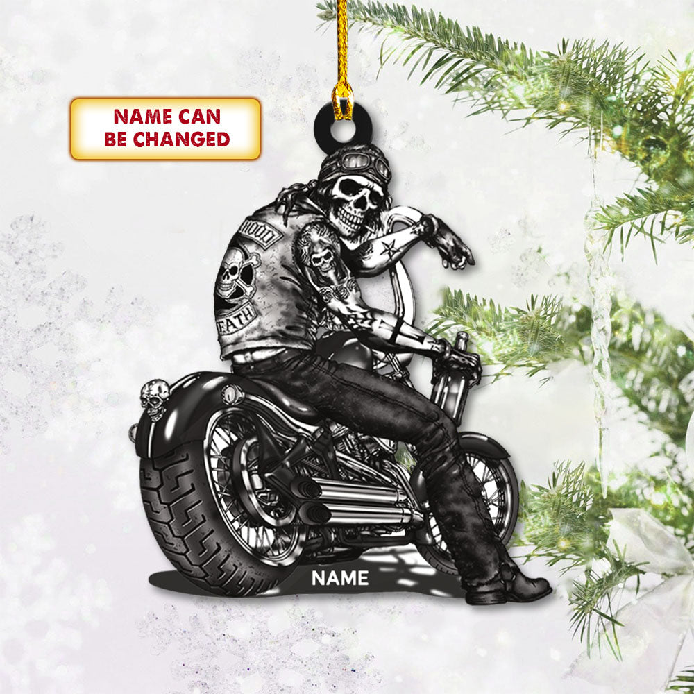 Biker Skull Art Personalized Acrylic Ornament 2 Sides Print, Made By Acrylic And The 2 sides Are The Same