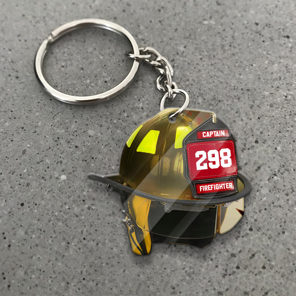 Firefighter's Helmet, Personalized Flat Acrylic Keychain