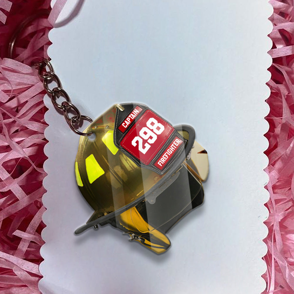 Firefighter's Helmet, Personalized Flat Acrylic Keychain