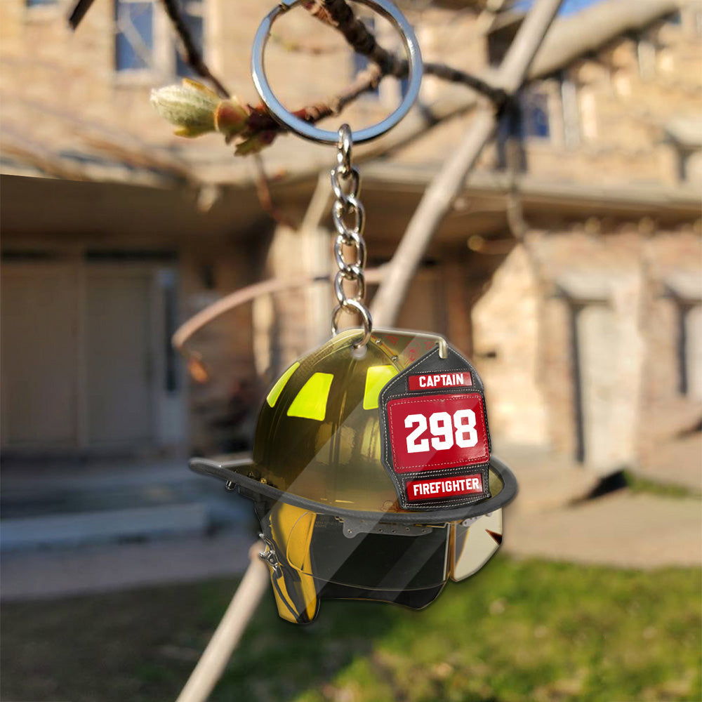 Firefighter's Helmet, Personalized Flat Acrylic Keychain