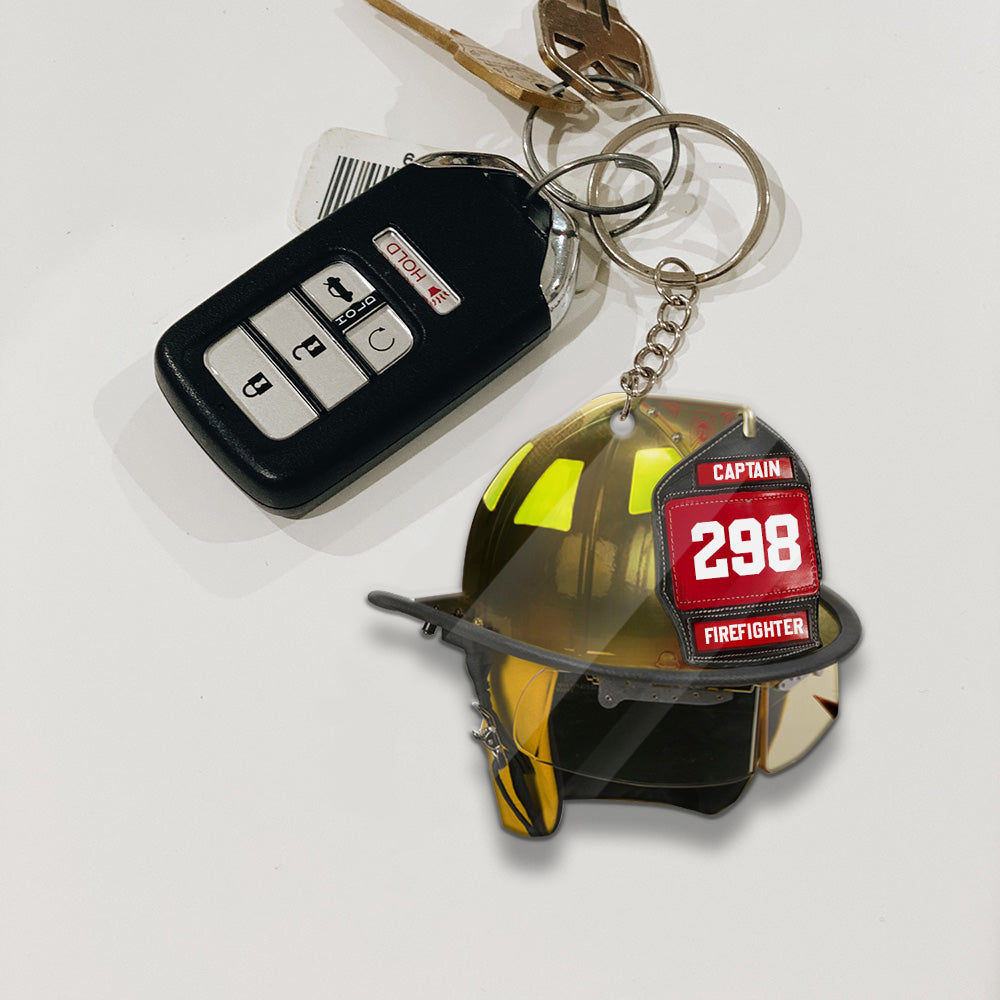Firefighter's Helmet, Personalized Flat Acrylic Keychain