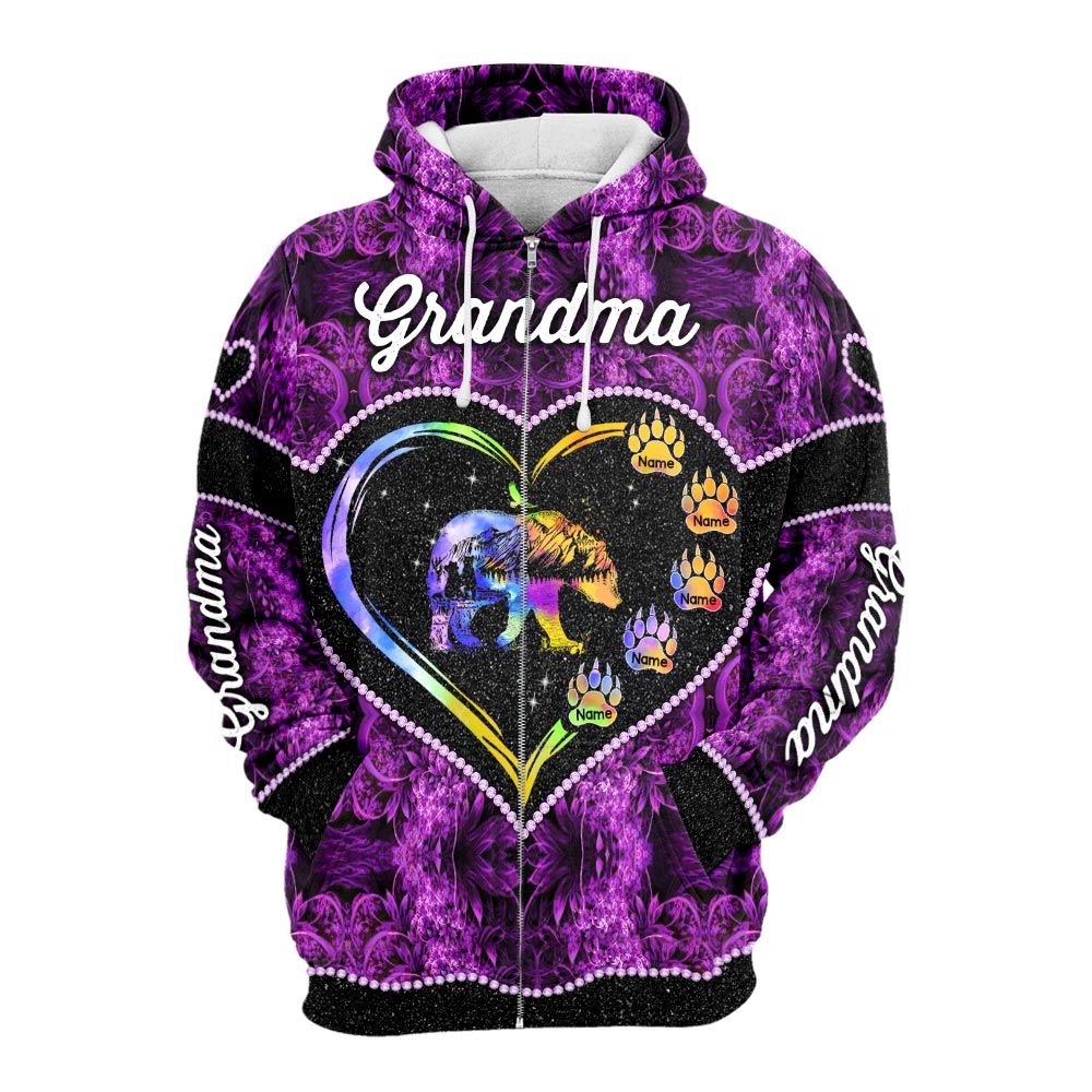 Nana Bear Heart Personalized All Over Print Shirt, 3D Shirt For Grandma