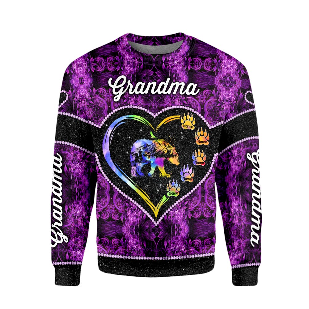 Nana Bear Heart Personalized All Over Print Shirt, 3D Shirt For Grandma