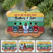 Sisters And Brothers Connected By Heart, Personalized Aluminum Ornament, Christmas Gift For Brothers Brother Wings Version