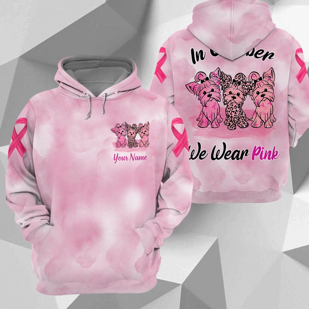Yorkshire Terrier Vr2, In October We Wear Pink, Breast Cancer Awareness Personalized All Over Print Shirt