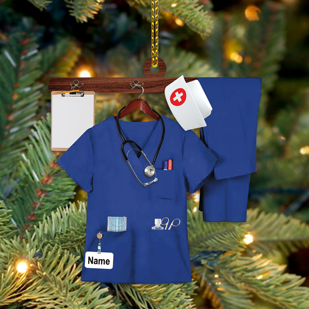 Nurse Uniform Custom Shaped Acrylic Ornament Two Sides Print, Name & Uniform Color Can Be Changed, Made By Acrylic And The 2 Sides Are The Same