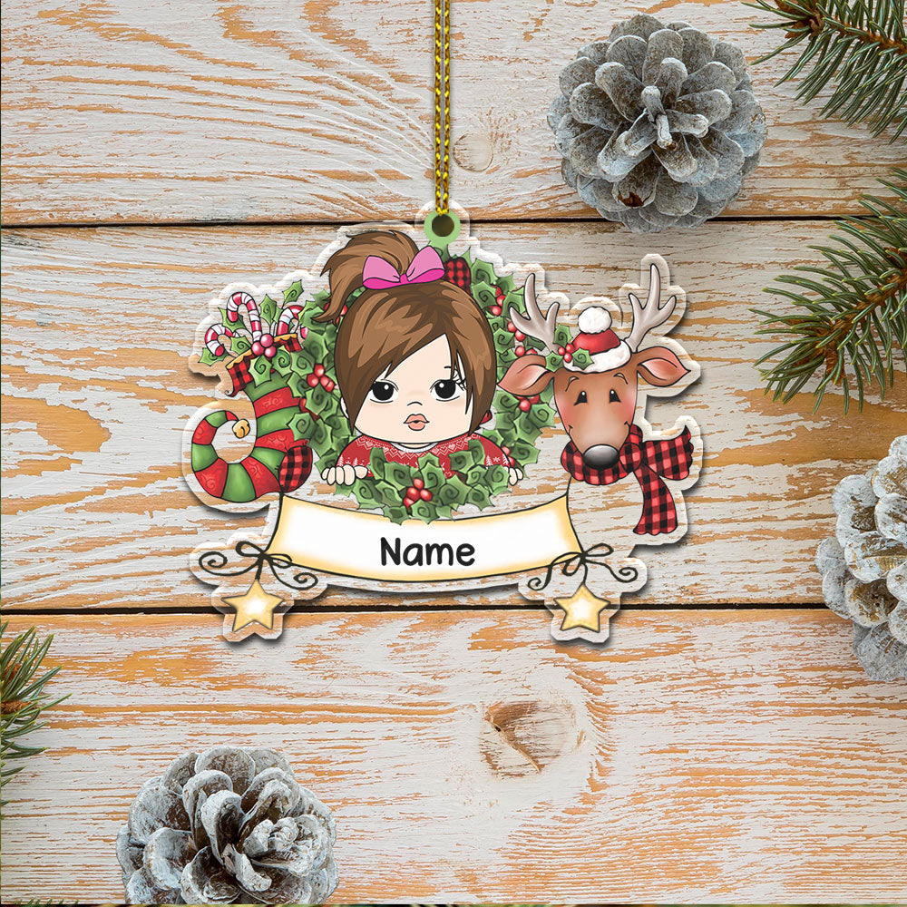 Kid Joy Christmas One Shaped Acrylic Ornament For Kid From Family Members HN98, Made By Acrylic And One Side Print