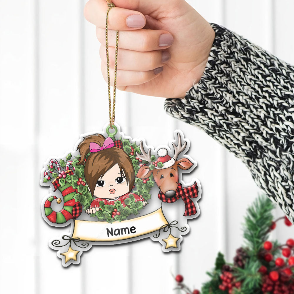 Kid Joy Christmas One Shaped Acrylic Ornament For Kid From Family Members HN98, Made By Acrylic And One Side Print