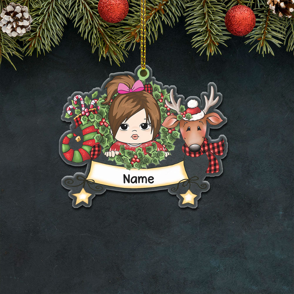 Kid Joy Christmas One Shaped Acrylic Ornament For Kid From Family Members HN98, Made By Acrylic And One Side Print