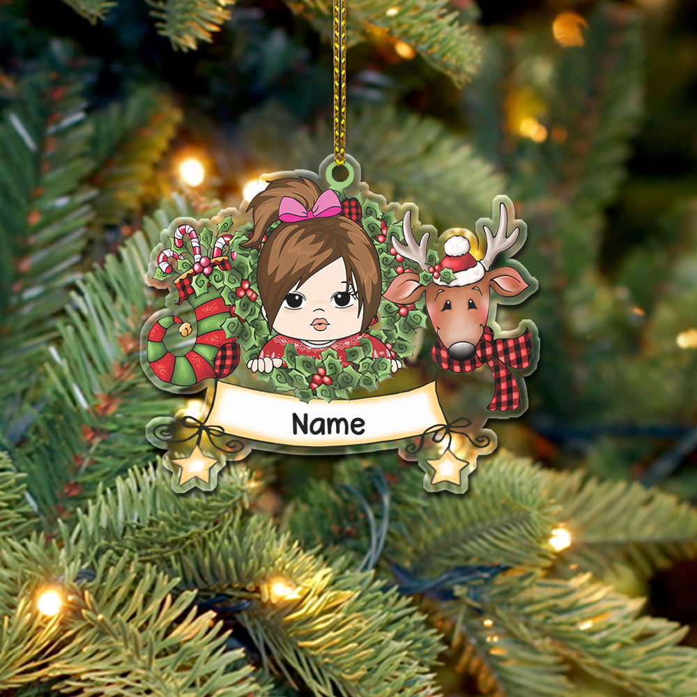Kid Joy Christmas One Shaped Acrylic Ornament For Kid From Family Members HN98, Made By Acrylic And One Side Print