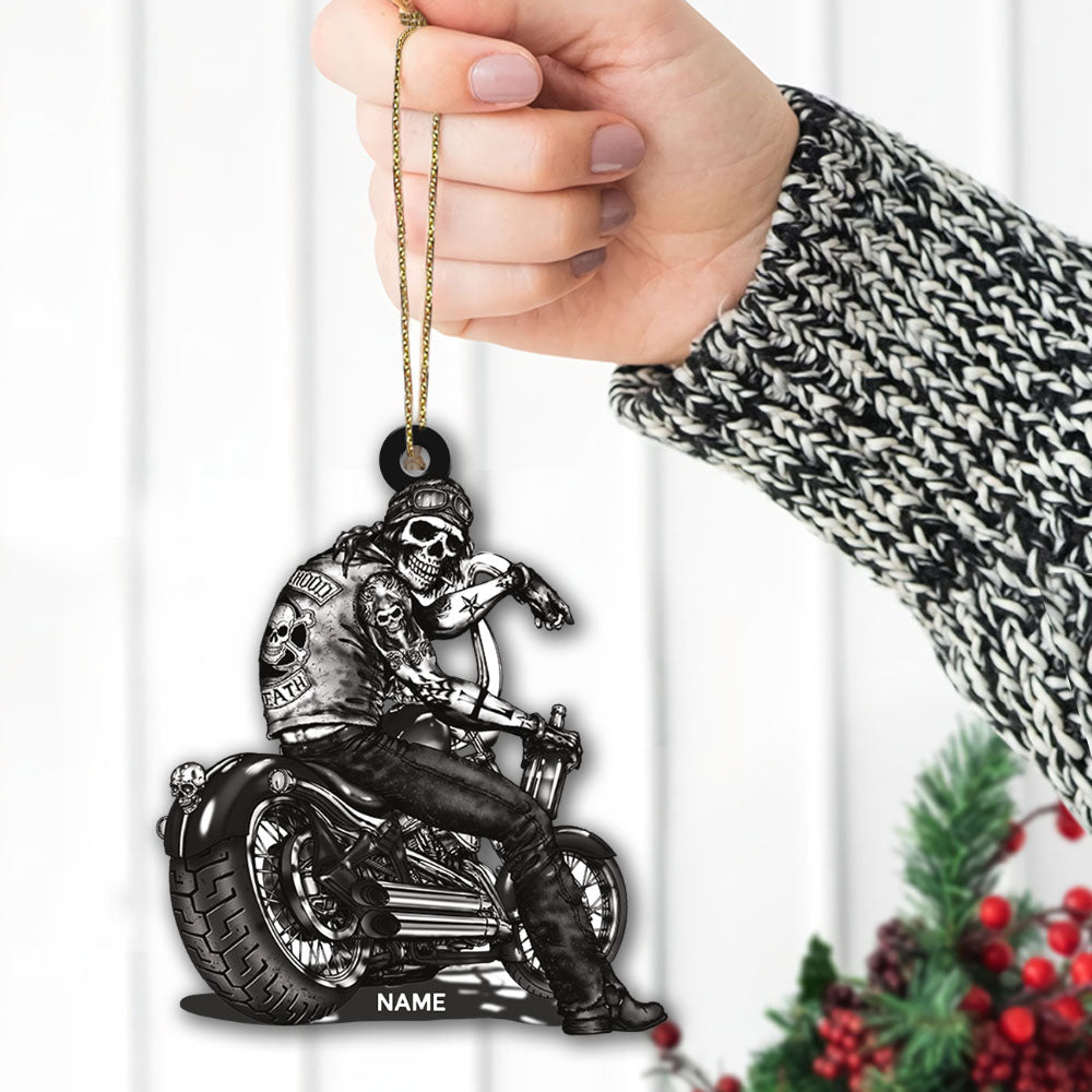 Biker Skull Art Personalized Acrylic Ornament 2 Sides Print, Made By Acrylic And The 2 sides Are The Same