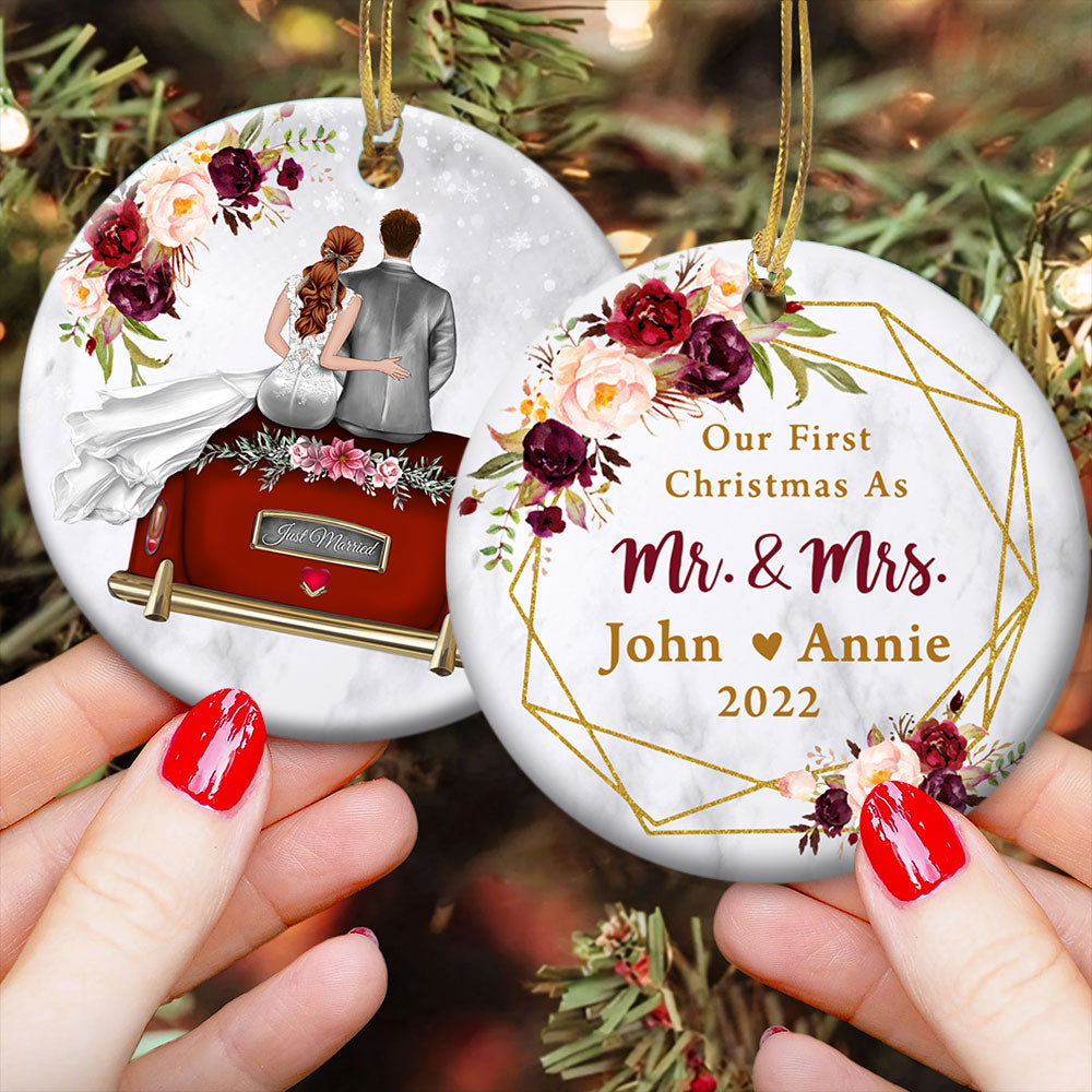 Custom Our First Christmas As Mr. & Mrs. Ornament, Christmas Gift, Anniversary Gift, Wedding Gift, Last Name, Date & Character Can Be Change