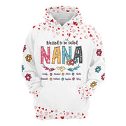 Blessed To Be Called Nana Heart Pattern All Over Print Shirts For Nana Grandma