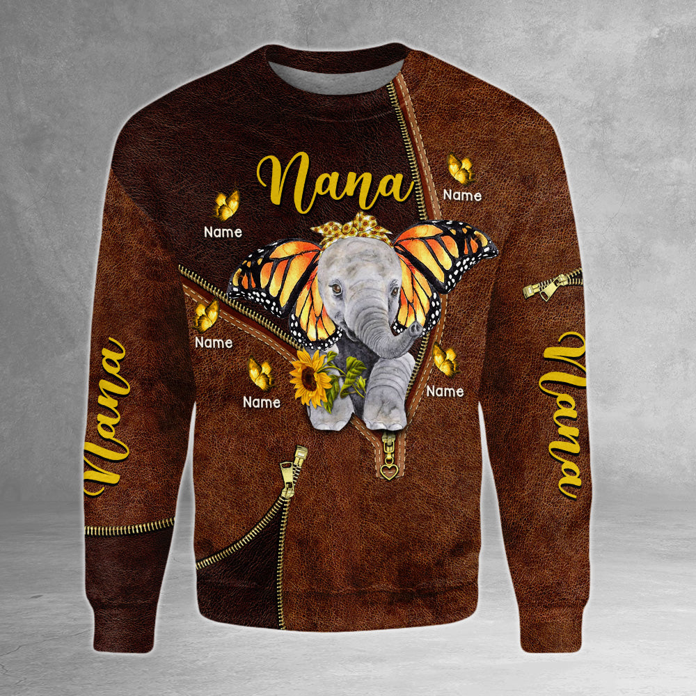 Cute Elephants With Butterfly Ears Personalized All Over Print Shirt, 3D Shirt For Grandma