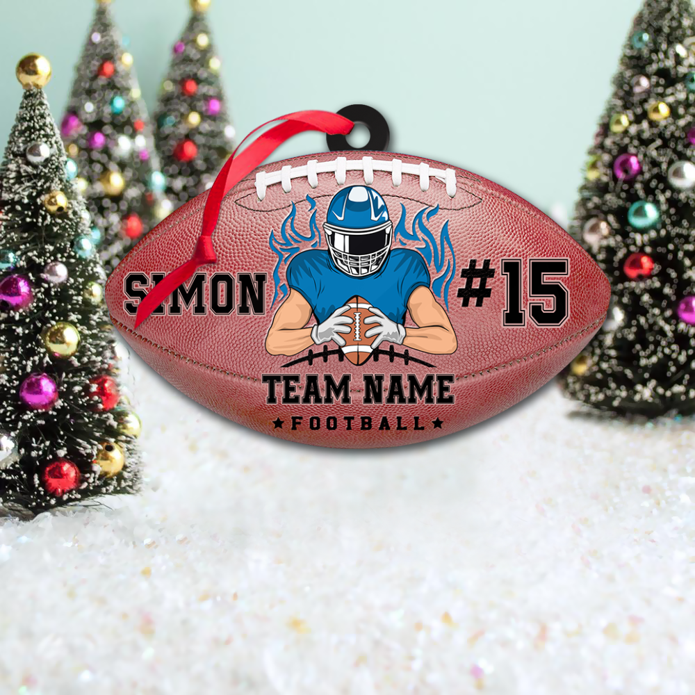 Personalized Football Acrylic Ornament 2 Sides Print, Made By Acrylic And The 2 Sides Are The Same