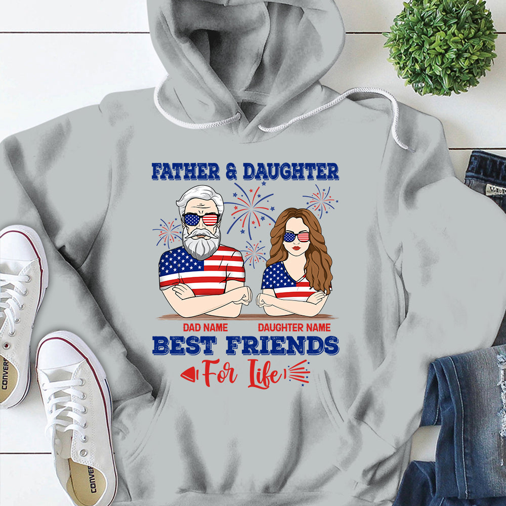 Father & Daughter Best Friends For Life, Funny Personalized T-Shirt For Dad And Daughter, Nickname, Name And Character Can Be Changed