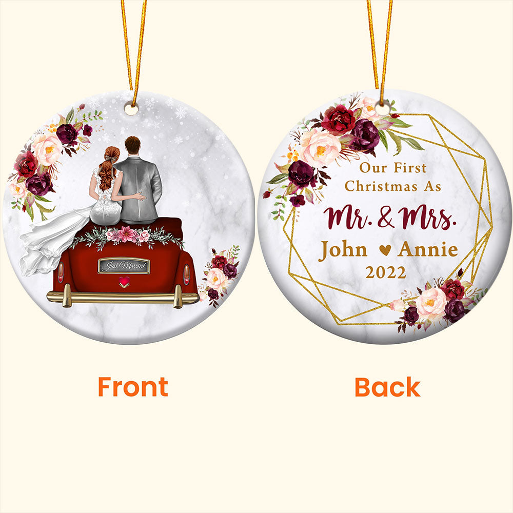Custom Our First Christmas As Mr. & Mrs. Ornament, Christmas Gift, Anniversary Gift, Wedding Gift, Last Name, Date & Character Can Be Change
