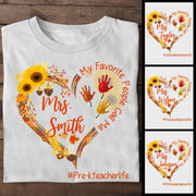 My Favorite People Call Me Teacher Teacher Heart Handprint Leaf Personalized Hashtag And Teacher Last Name