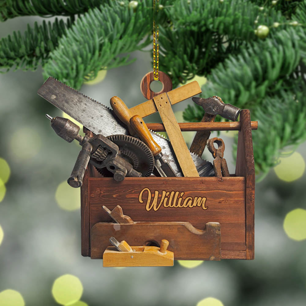 Carpenter Tool Box Vr2, Custom Cut Shaped Acrylic Ornament Two Sides Print, Made By Acrylic And The 2 Sides Are The Same
