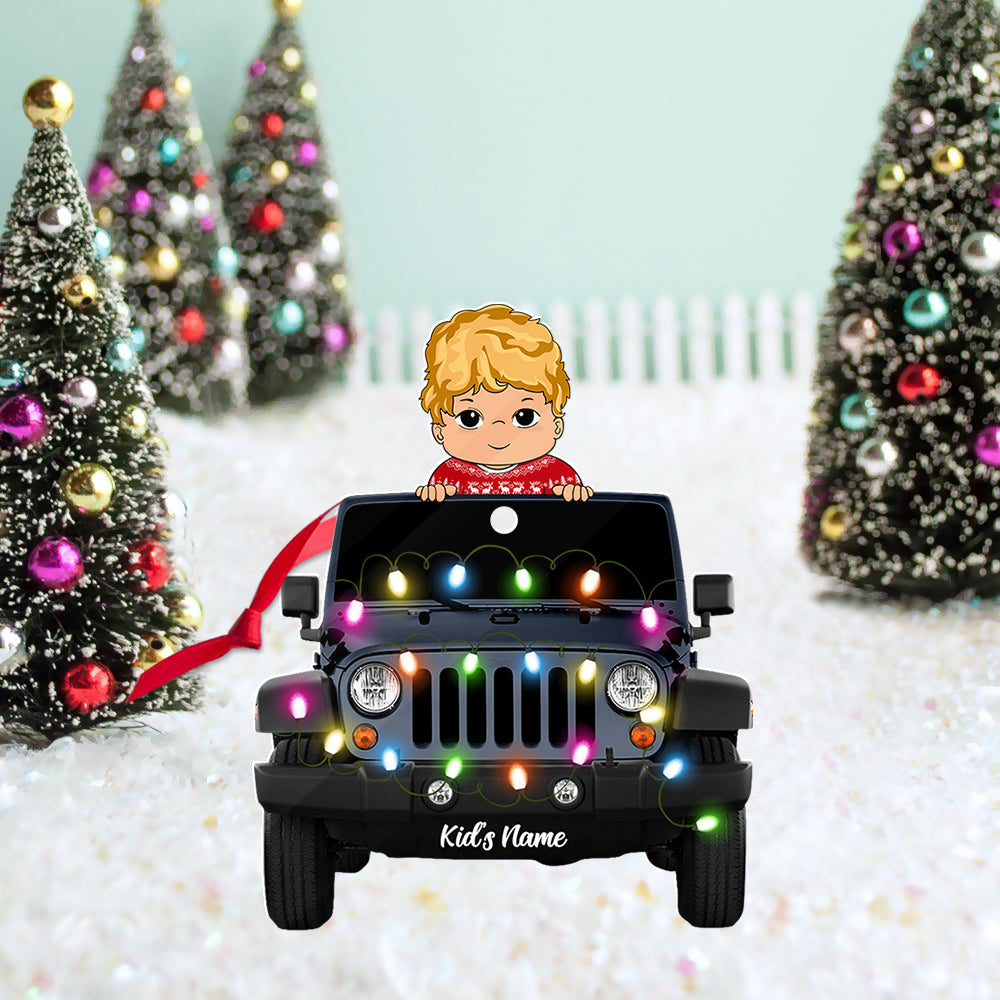 Kid With Truck Personalized Christmas 2 Sided Shape Acrylic Ornament TRNA, Made By Acrylic And The 2 Sides Are The Same