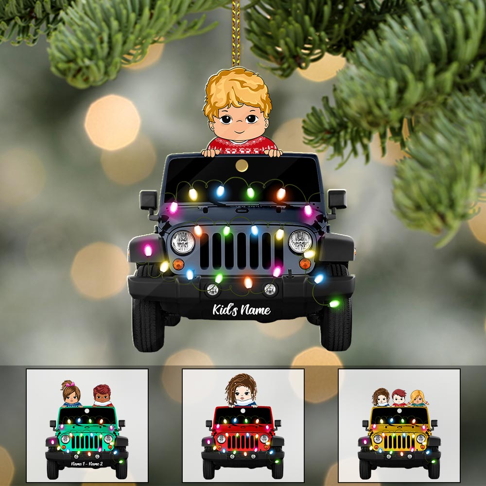 Kid With Truck Personalized Christmas 2 Sided Shape Acrylic Ornament TRNA, Made By Acrylic And The 2 Sides Are The Same